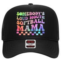 Somebody's Loudmouth Softball Mama Funny Mother's Day High Crown Mesh Back Trucker Hat