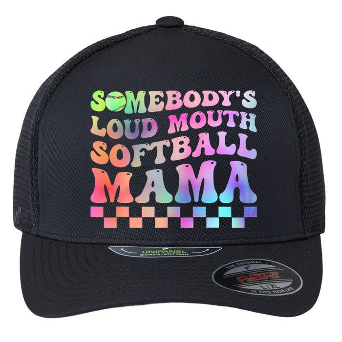 Somebody's Loudmouth Softball Mama Funny Mother's Day Flexfit Unipanel Trucker Cap