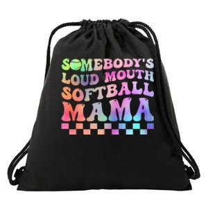 Somebody's Loudmouth Softball Mama Funny Mother's Day Drawstring Bag