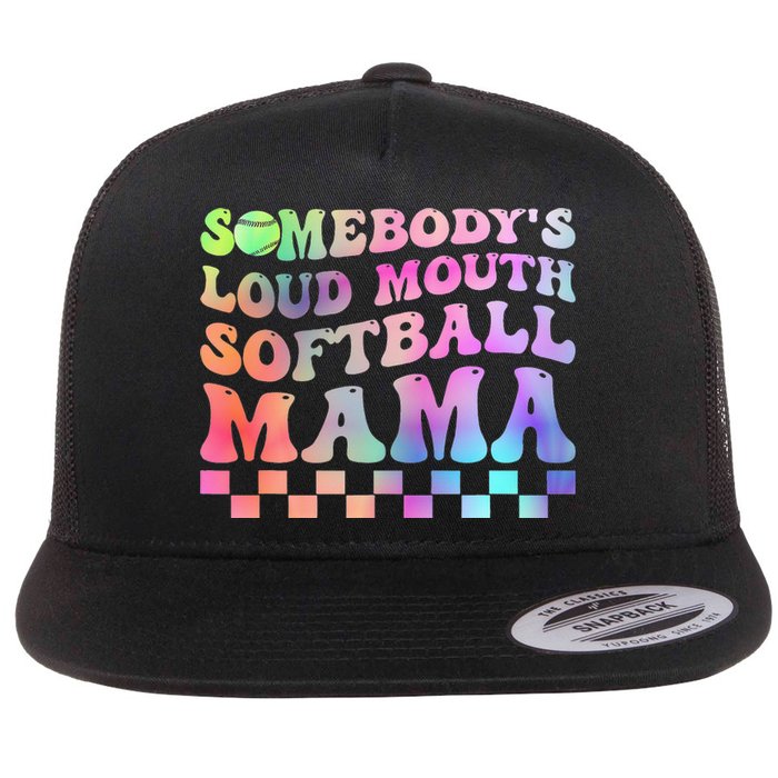 Somebody's Loudmouth Softball Mama Funny Mother's Day Flat Bill Trucker Hat