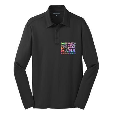 Somebody's Loudmouth Softball Mama Funny Mother's Day Silk Touch Performance Long Sleeve Polo