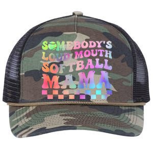 Somebody's Loudmouth Softball Mama Funny Mother's Day Retro Rope Trucker Hat Cap