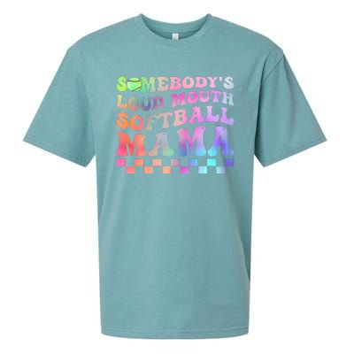 Somebody's Loudmouth Softball Mama Funny Mother's Day Sueded Cloud Jersey T-Shirt