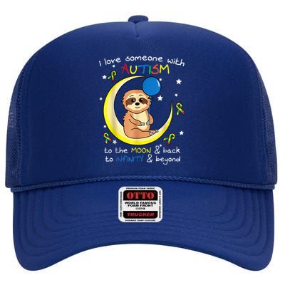 Sloth Love someone With Puzzle Cool Autism Awareness Gift High Crown Mesh Back Trucker Hat