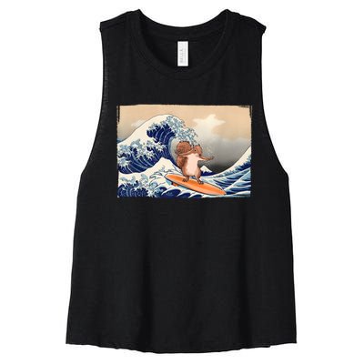 Squirrel Lover Squirrel Art Funny Surf Funny Squirrel Women's Racerback Cropped Tank