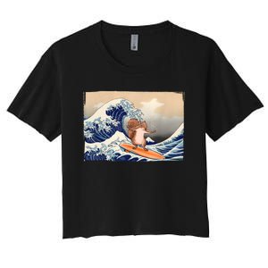 Squirrel Lover Squirrel Art Funny Surf Funny Squirrel Women's Crop Top Tee