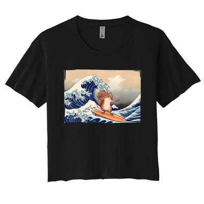 Squirrel Lover Squirrel Art Funny Surf Funny Squirrel Women's Crop Top Tee