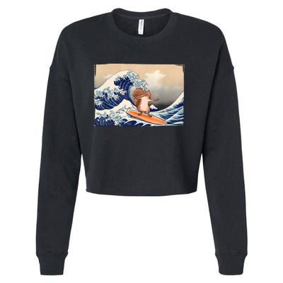 Squirrel Lover Squirrel Art Funny Surf Funny Squirrel Cropped Pullover Crew