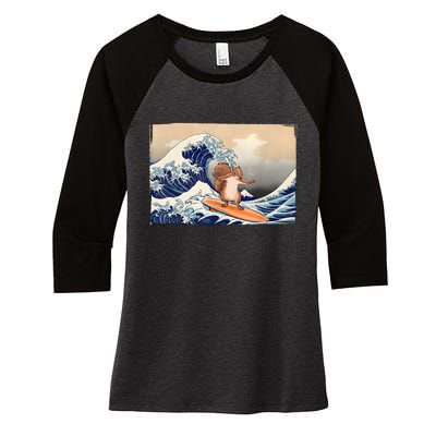 Squirrel Lover Squirrel Art Funny Surf Funny Squirrel Women's Tri-Blend 3/4-Sleeve Raglan Shirt