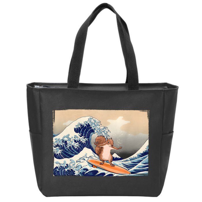 Squirrel Lover Squirrel Art Funny Surf Funny Squirrel Zip Tote Bag