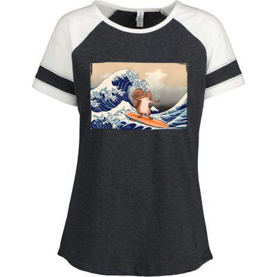 Squirrel Lover Squirrel Art Funny Surf Funny Squirrel Enza Ladies Jersey Colorblock Tee