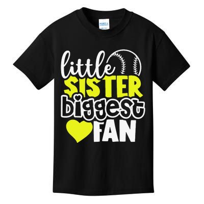 Softball Little Sister Biggest Fan Kids T-Shirt