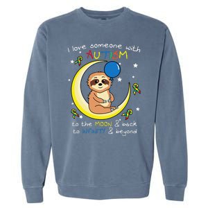 Sloth Love Someone With Puzzle Cool Autism Awareness Gift Garment-Dyed Sweatshirt