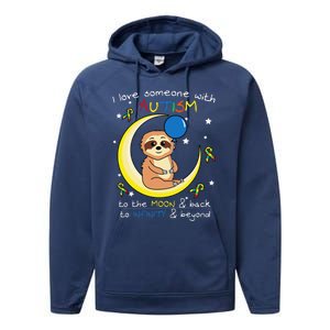 Sloth Love Someone With Puzzle Cool Autism Awareness Gift Performance Fleece Hoodie