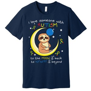 Sloth Love Someone With Puzzle Cool Autism Awareness Gift Premium T-Shirt