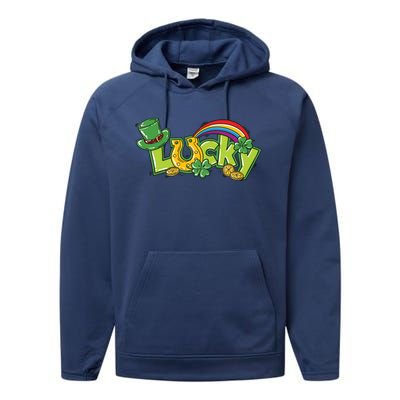 Shamrock Lucky St Patricks Day Cute Performance Fleece Hoodie