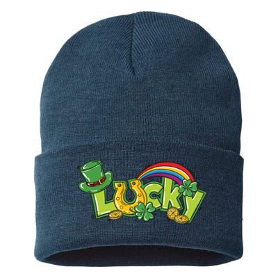 Shamrock Lucky St Patricks Day Cute Sustainable Knit Beanie