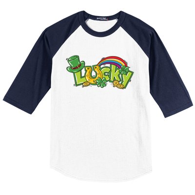 Shamrock Lucky St Patricks Day Cute Baseball Sleeve Shirt