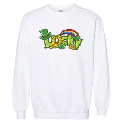 Shamrock Lucky St Patricks Day Cute Garment-Dyed Sweatshirt