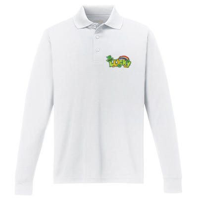 Shamrock Lucky St Patricks Day Cute Performance Long Sleeve Polo