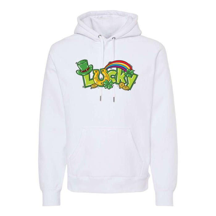 Shamrock Lucky St Patricks Day Cute Premium Hoodie