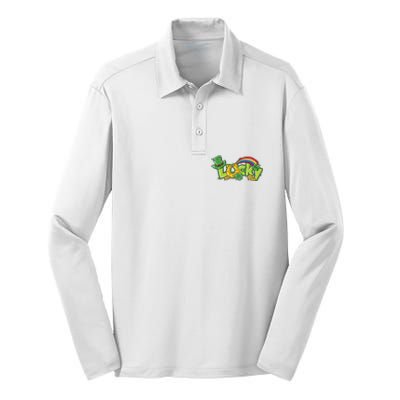 Shamrock Lucky St Patricks Day Cute Silk Touch Performance Long Sleeve Polo