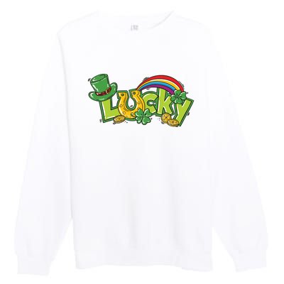 Shamrock Lucky St Patricks Day Cute Premium Crewneck Sweatshirt