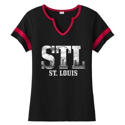 St. Louis STL Skyline Pride Missouri Vintage Ladies Halftime Notch Neck Tee