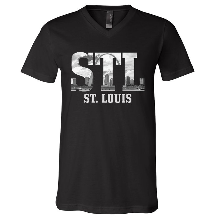 St. Louis STL Skyline Pride Missouri Vintage V-Neck T-Shirt