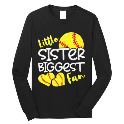 Softball Little Sister Biggest Fan Teen Long Sleeve Shirt