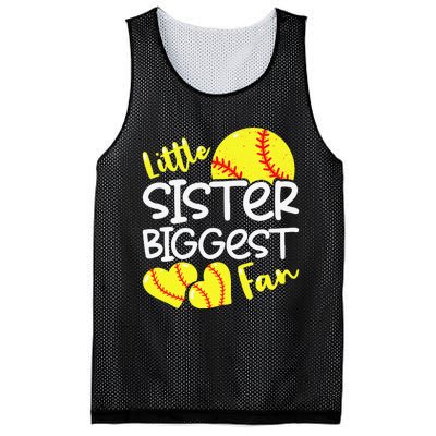 Softball Little Sister Biggest Fan Teen Mesh Reversible Basketball Jersey Tank