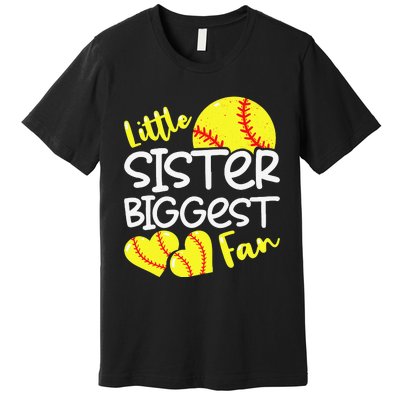 Softball Little Sister Biggest Fan Teen Premium T-Shirt