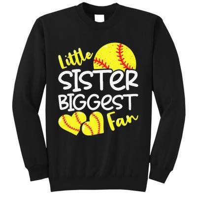 Softball Little Sister Biggest Fan Teen Tall Sweatshirt