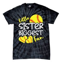 Softball Little Sister Biggest Fan Teen Tie-Dye T-Shirt