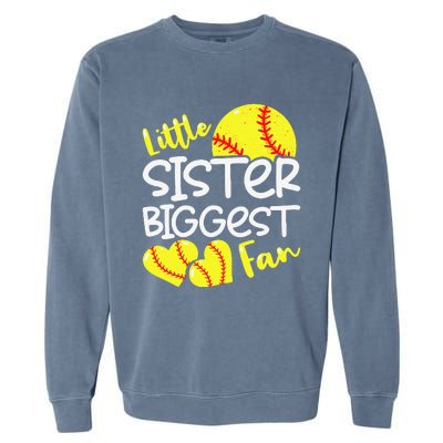 Softball Little Sister Biggest Fan Teen Garment-Dyed Sweatshirt