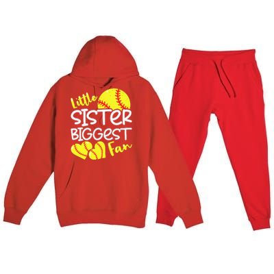 Softball Little Sister Biggest Fan Teen Premium Hooded Sweatsuit Set