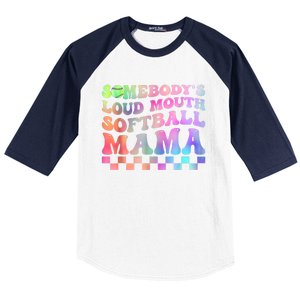 Somebody's Loudmouth Softball Mama Funny Mom Mother's Day Baseball Sleeve Shirt