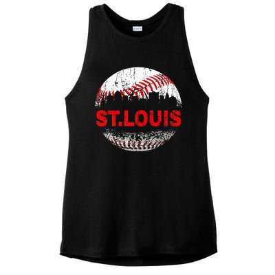 St. Louis Souvenir Baseball City Downtown I Love St. Louis Ladies PosiCharge Tri-Blend Wicking Tank