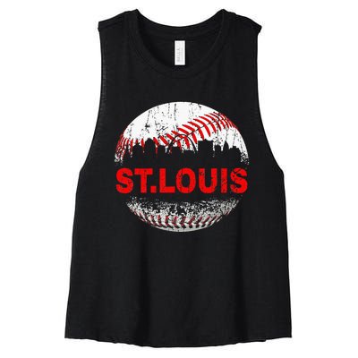 St. Louis Souvenir Baseball City Downtown I Love St. Louis Women's Racerback Cropped Tank