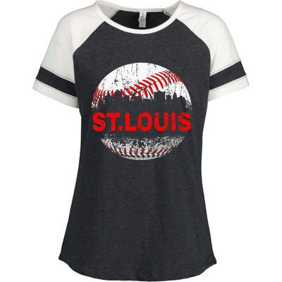 St. Louis Souvenir Baseball City Downtown I Love St. Louis Enza Ladies Jersey Colorblock Tee