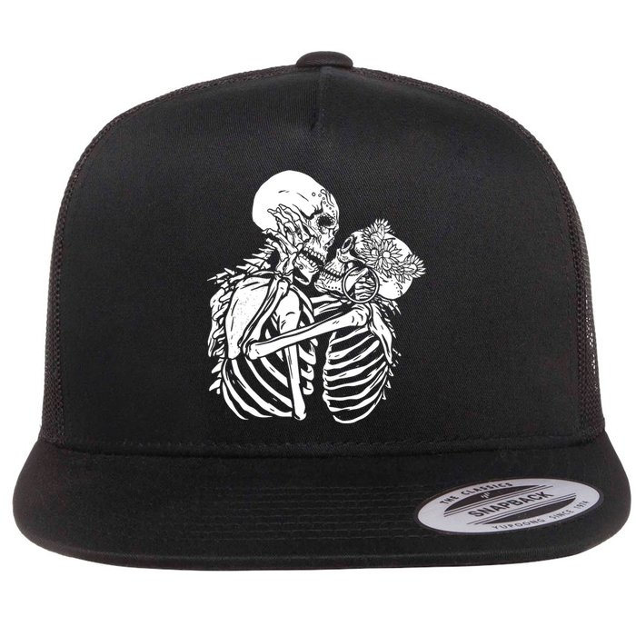 Skeleton Lovers Flat Bill Trucker Hat