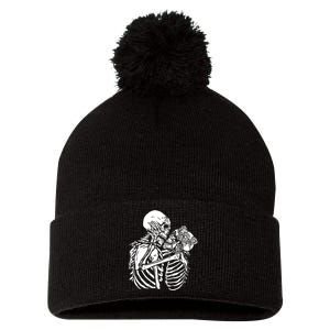 Skeleton Lovers Pom Pom 12in Knit Beanie