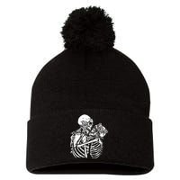 Skeleton Lovers Pom Pom 12in Knit Beanie