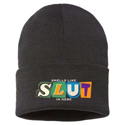 Smells Like Slut In Here Is I Love Sluts Gifts Sustainable Knit Beanie