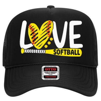 Softball Love Softball  High Crown Mesh Back Trucker Hat