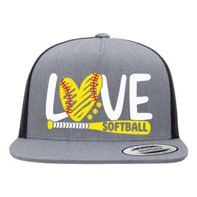 Softball Love Softball  Flat Bill Trucker Hat