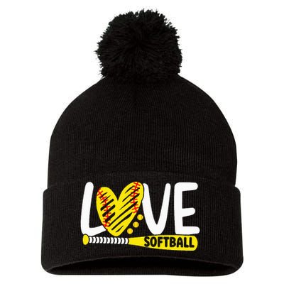 Softball Love Softball  Pom Pom 12in Knit Beanie