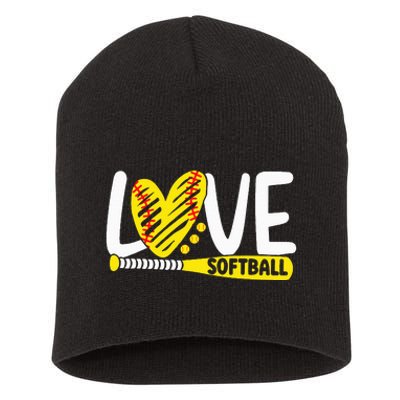 Softball Love Softball  Short Acrylic Beanie