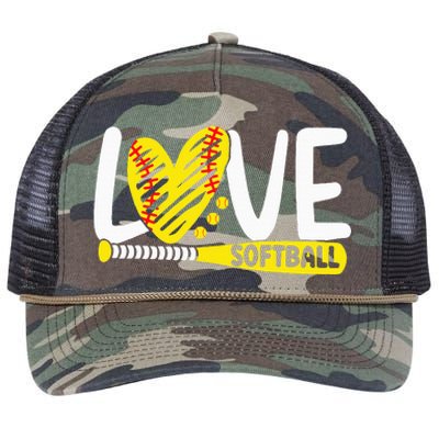 Softball Love Softball  Retro Rope Trucker Hat Cap