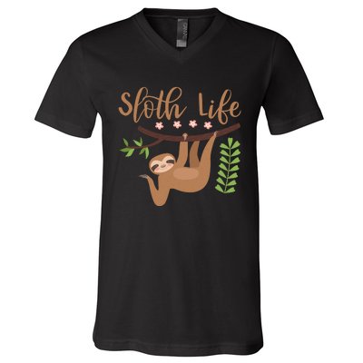 Sloth Life V-Neck T-Shirt